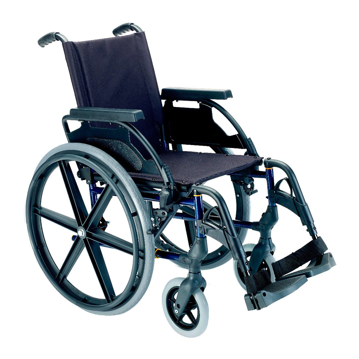 Imagen de Sunrise Medical silla ruedas premium 24' sólida 43cm azul con inodoro