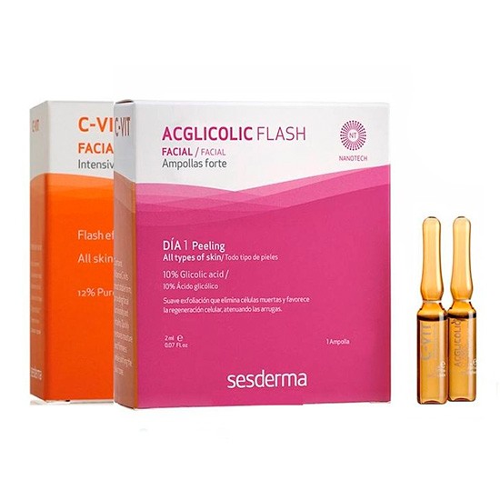 Imagen de Sesderma Pack Acglicolic flash + Cvit flash serum 2 amp
